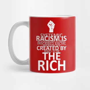 RACISM IS CREATED BY THE RICH (dark BG) Mug